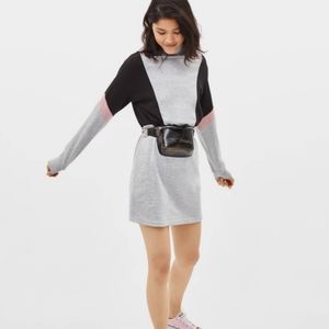 Bershka Plush Jersey Colorblock Dress